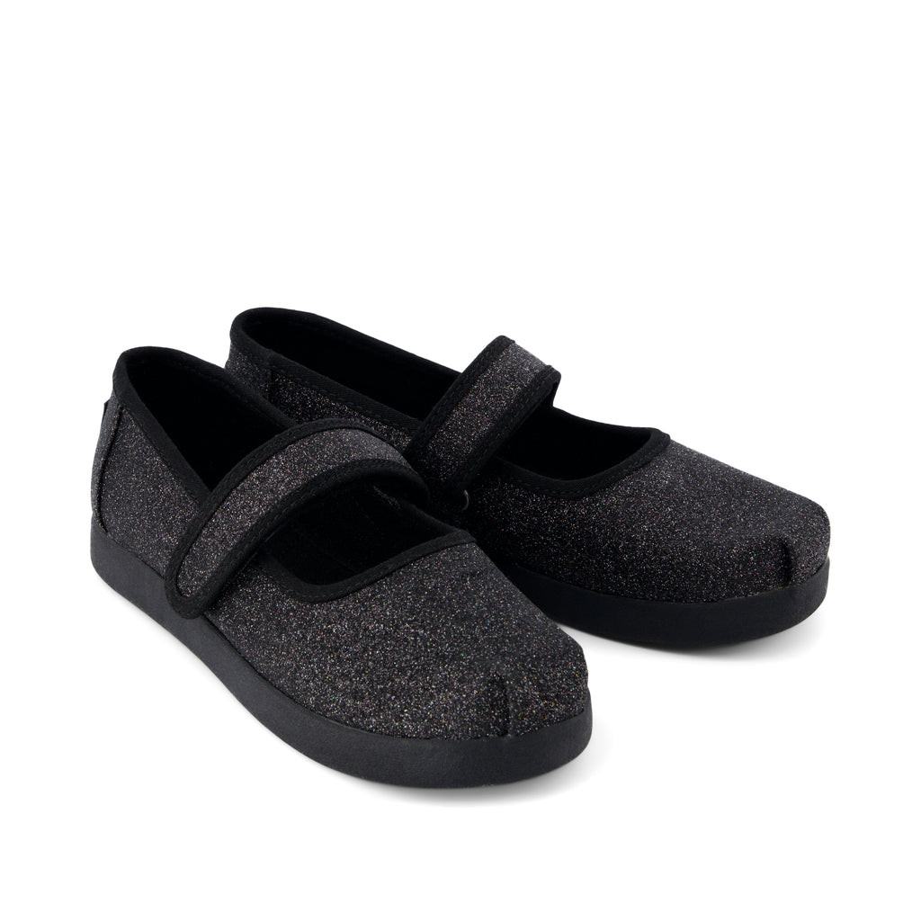 Nora Mary Jane Kids Shoe - Black Iridescent Glimmer Front View