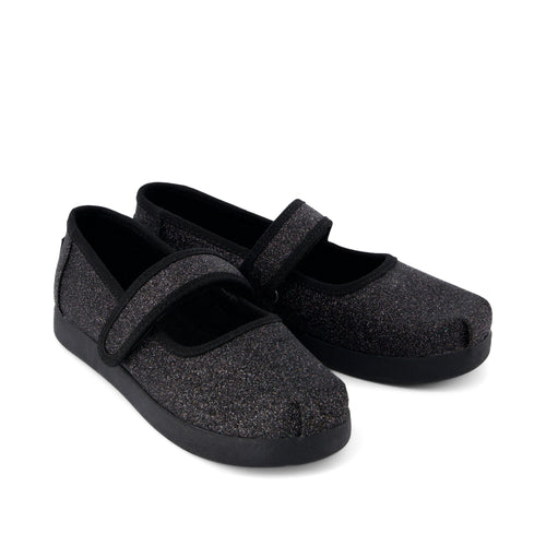 Nora Mary Jane Kids Shoe - Black Iridescent Glimmer Front View