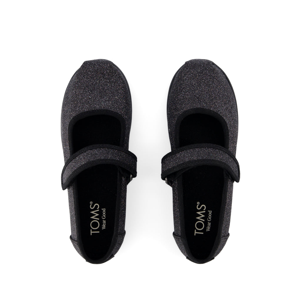 Nora Mary Jane Kids Shoe - Black Iridescent Glimmer Top View