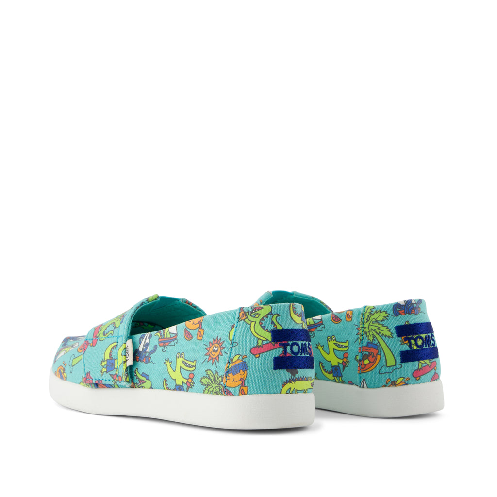 Alpargata Classic Kids Shoe - Aqua Glow in the Dark Miami Alligators Back View