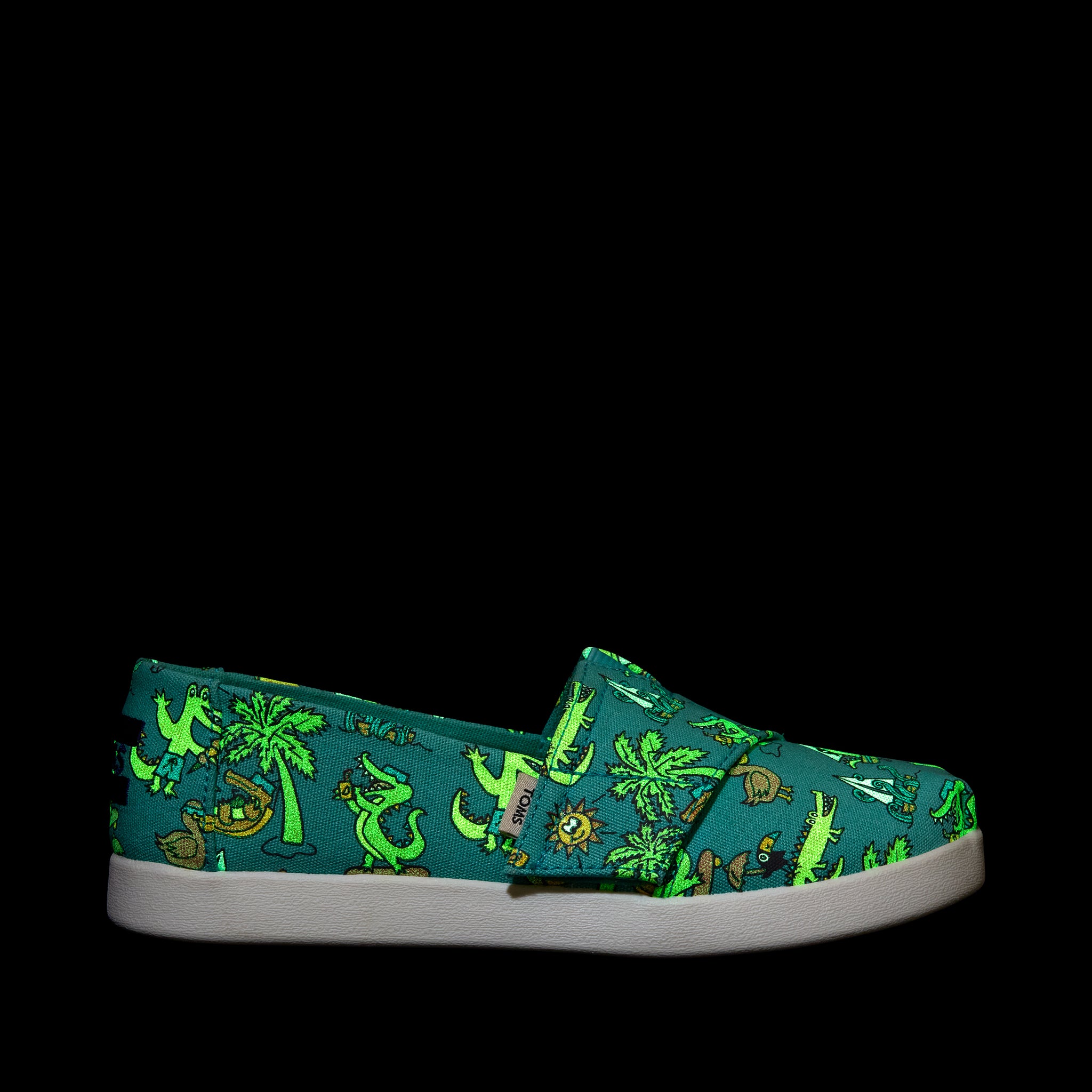 Alpargata Classic Kids Shoe - Aqua Glow in the Dark Miami Alligators Side View
