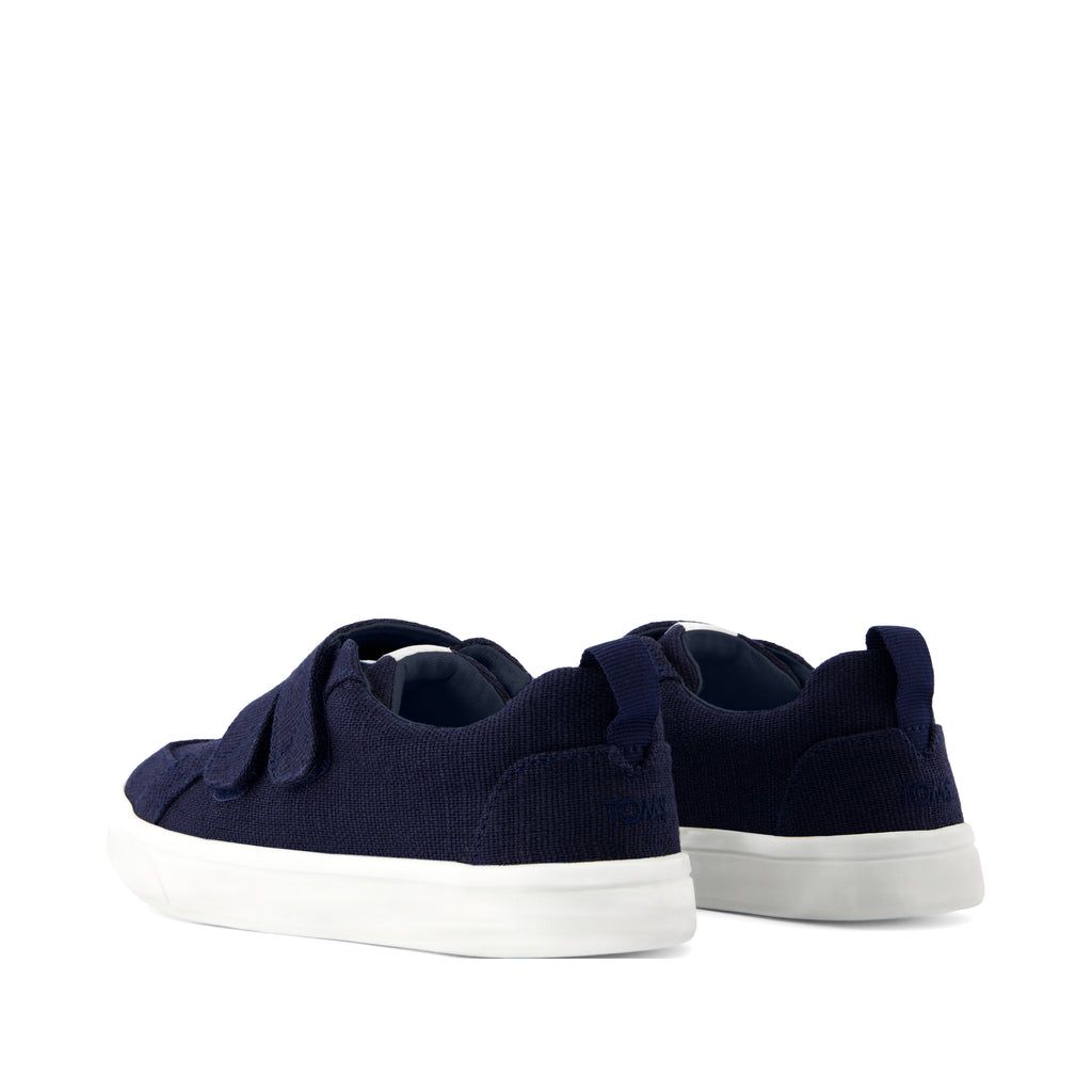 Cruz Double Strap Kids Sneaker - Navy Heritage Canvas Back View