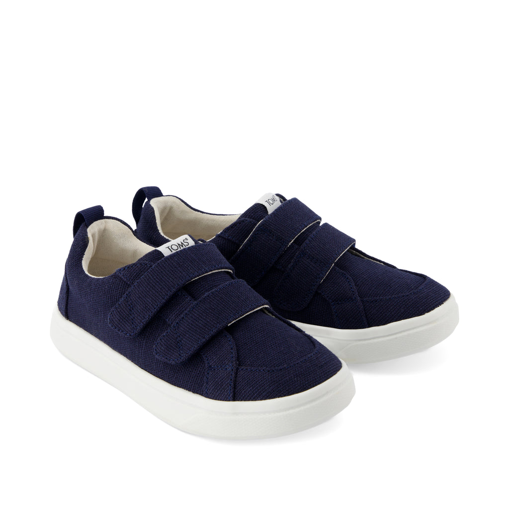 Cruz Double Strap Kids Sneaker - Navy Heritage Canvas Front View