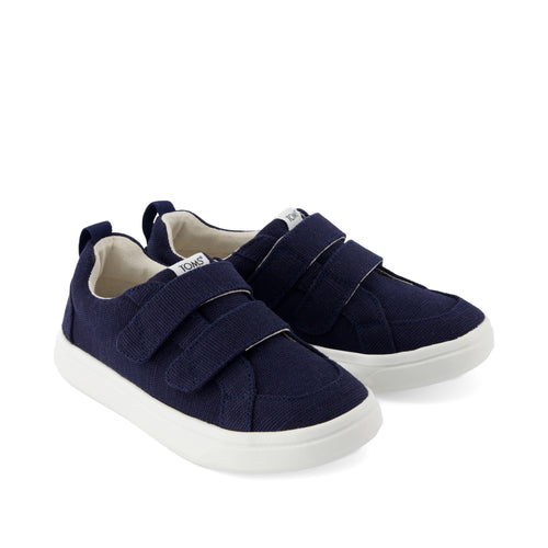 Cruz Double Strap Kids Sneaker - Navy Heritage Canvas Front View
