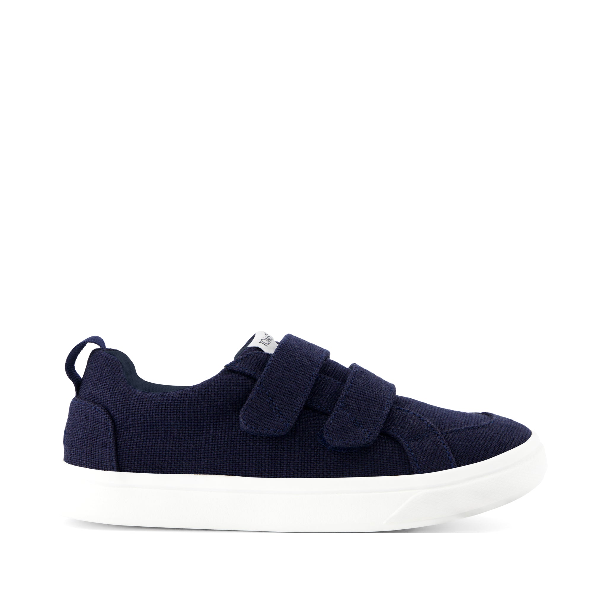 Cruz Double Strap Kids Sneaker - Navy Heritage Canvas Side View