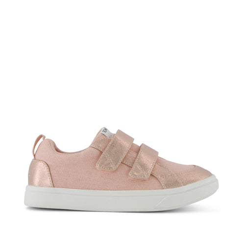 Cruz Double Strap Pale Rose Metallic Pu Kids Sneaker