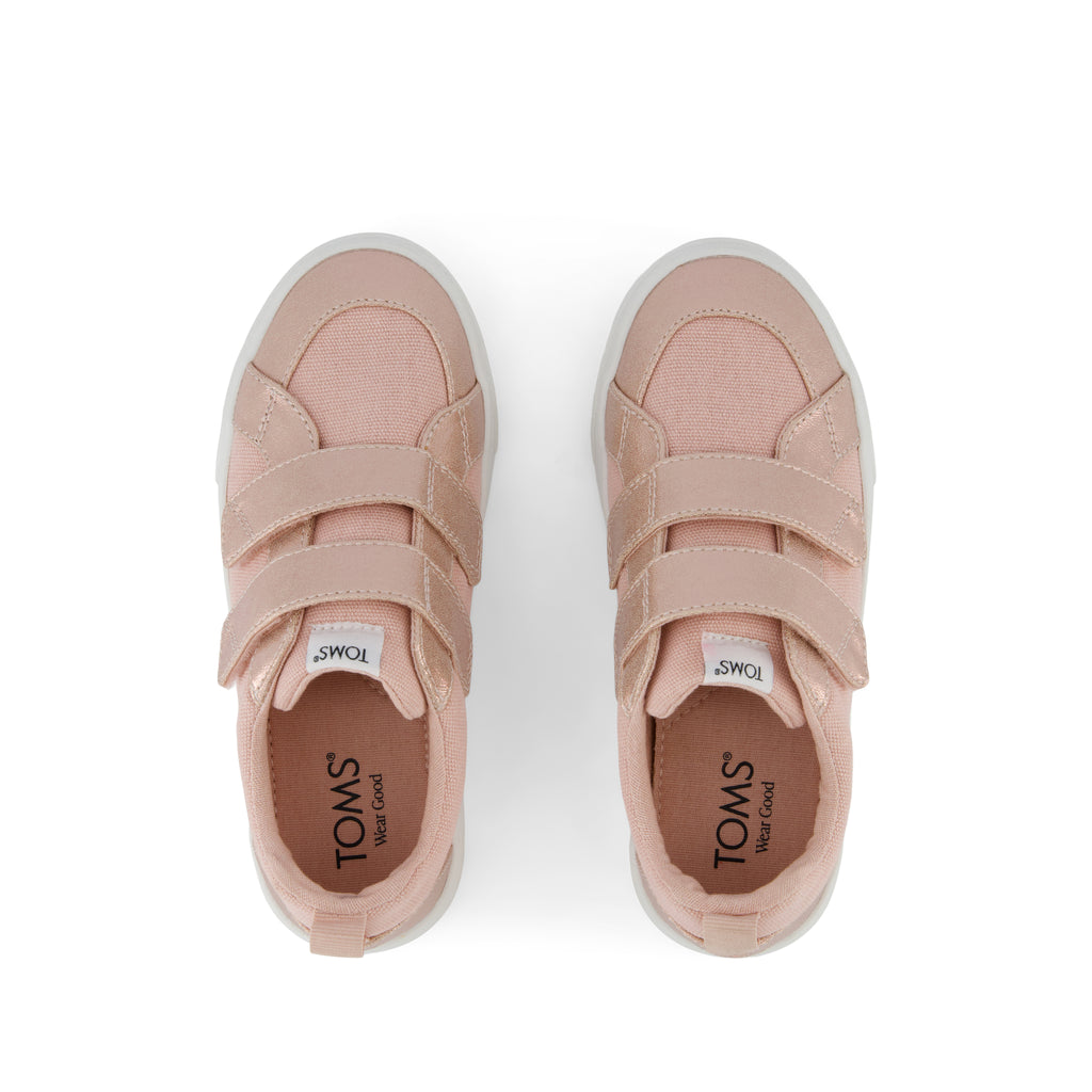Cruz Double Strap Pale Rose Metallic Pu Kids Sneaker