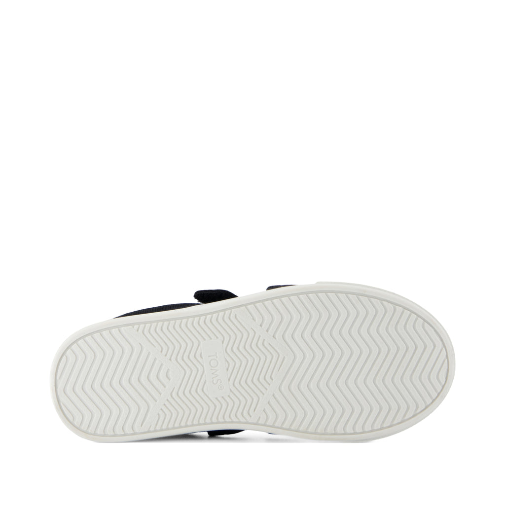 Cruz Double Strap Kids Sneaker - Black Heritage Canvas Bottom Sole View