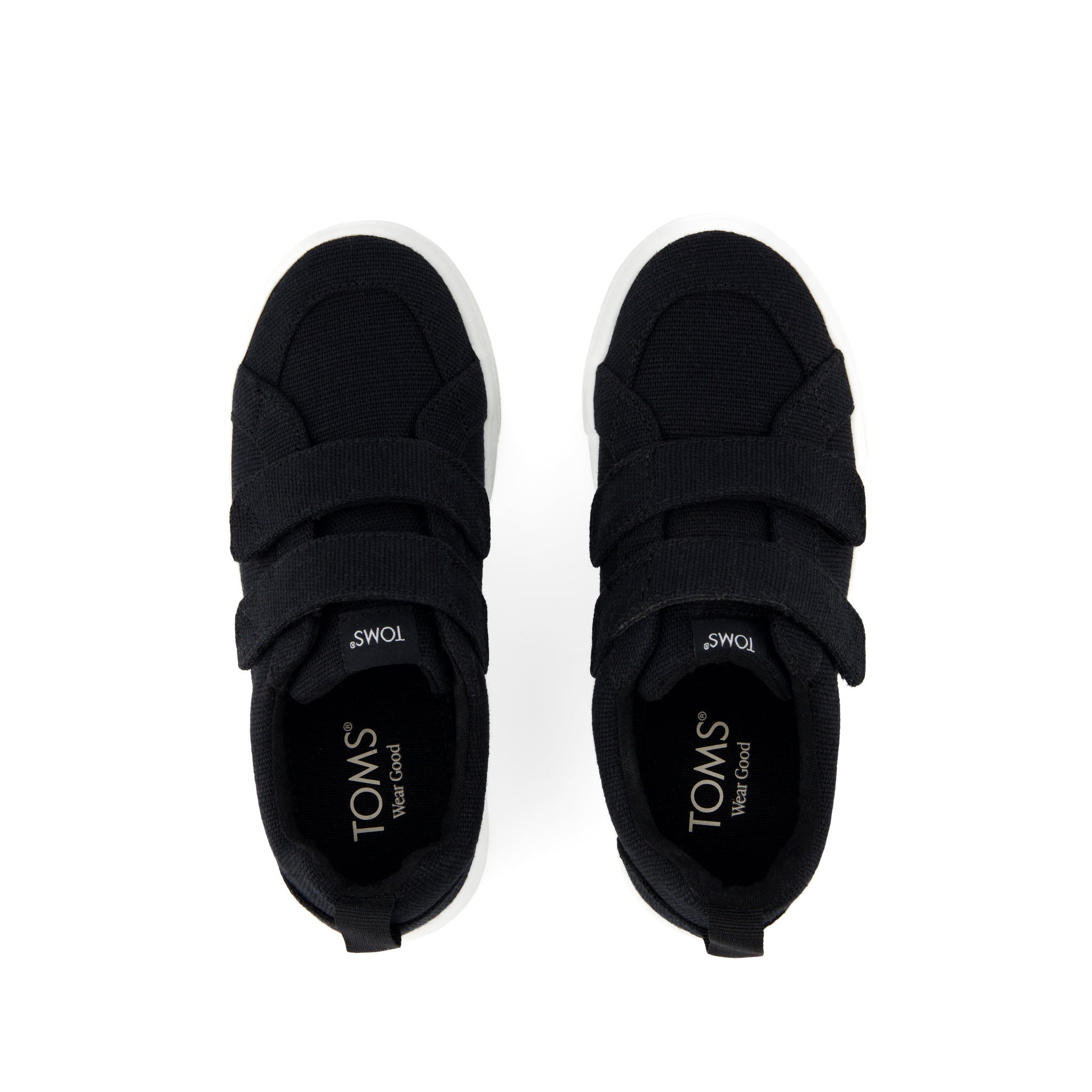 Cruz Double Strap Kids Sneaker - Black Heritage Canvas Top View
