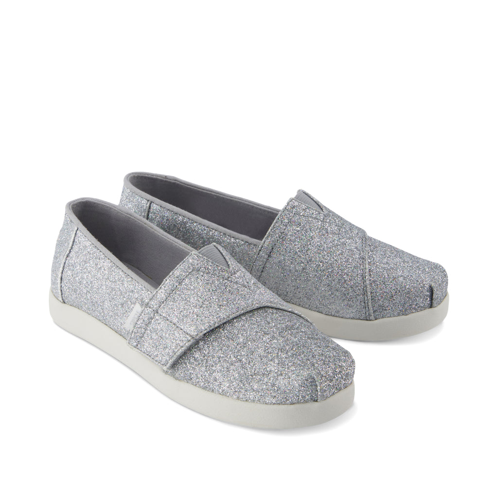 Alpargata Classic Kids Shoe - Silver Iridescent Glimmer Front View