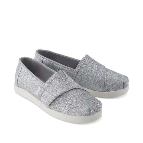 Alpargata Classic Kids Shoe - Silver Iridescent Glimmer Front View