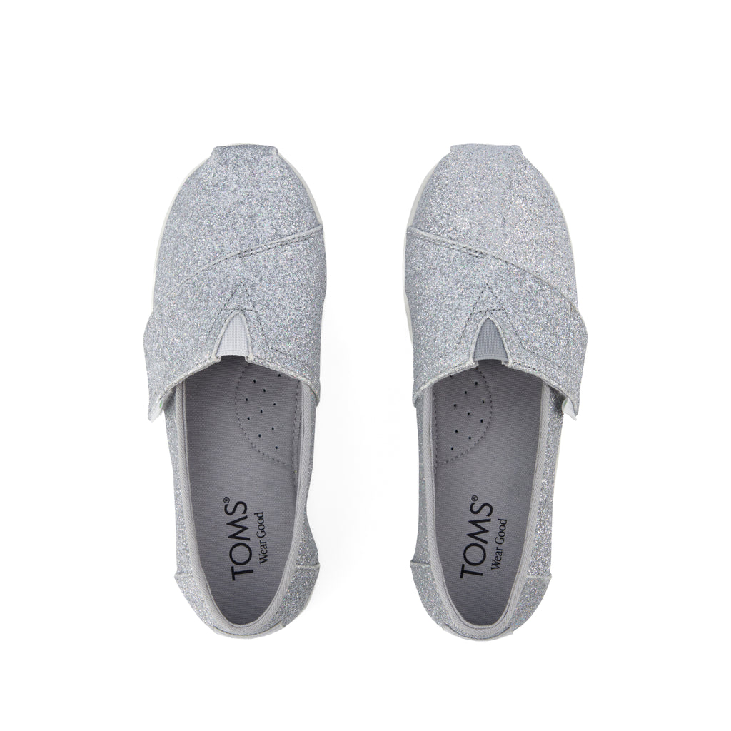 Alpargata Classic Kids Shoe - Silver Iridescent Glimmer Top View