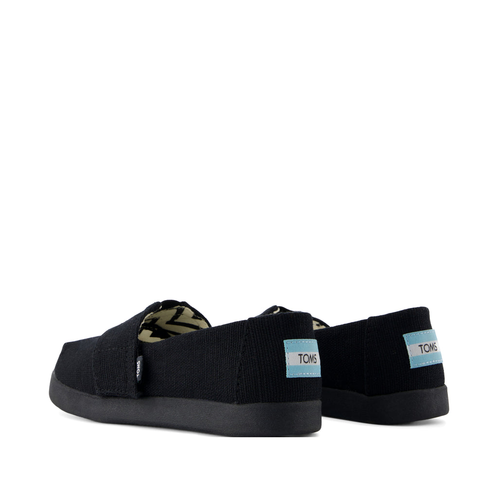 Alpargata Classic Kids Shoe - Black and Black Heritage Canvas Back View