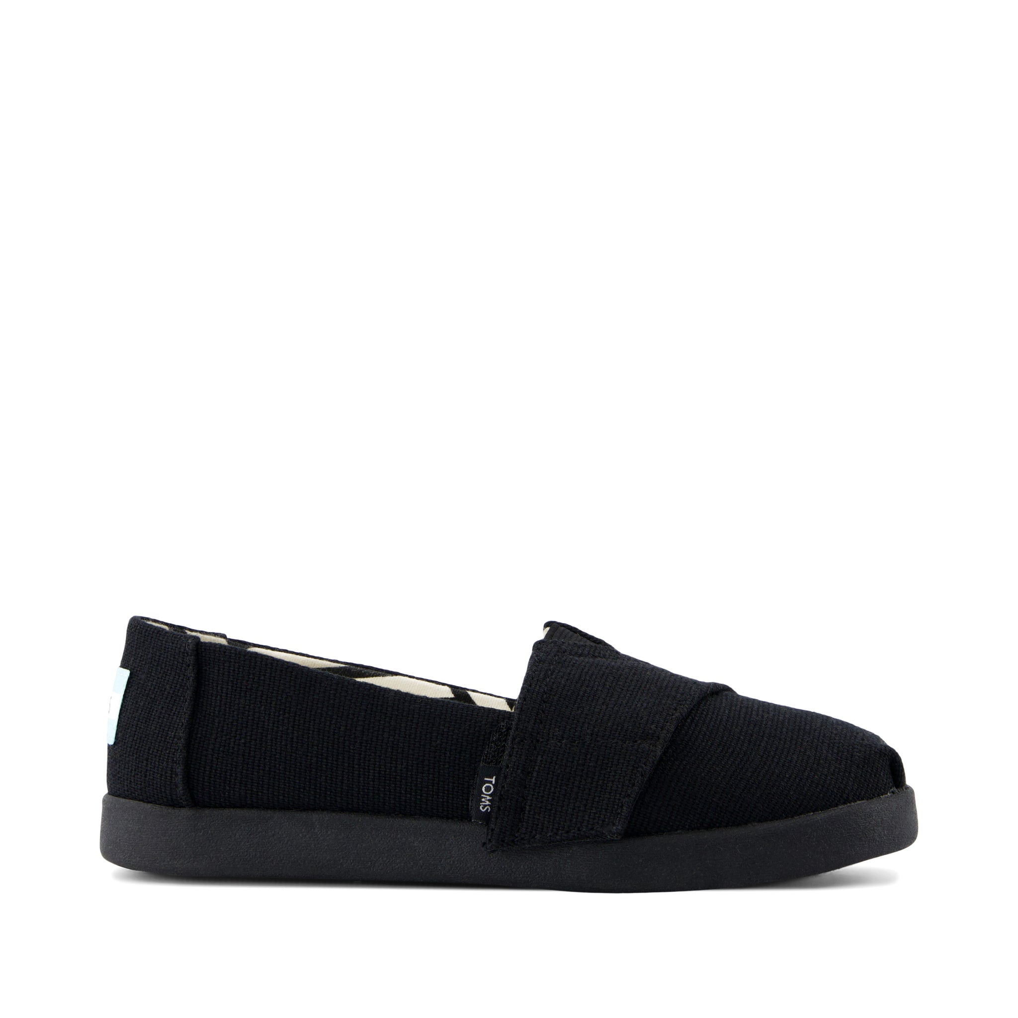 Alpargata Classic Kids Shoe - Black and Black Heritage Canvas Side View