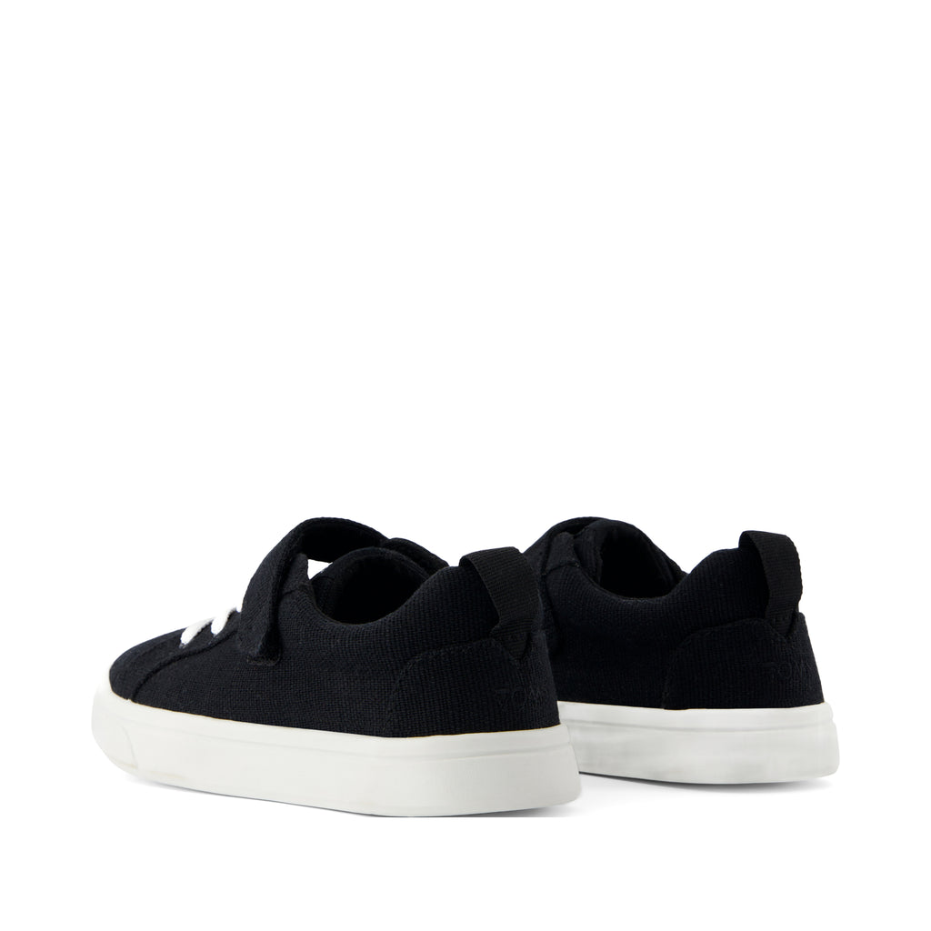 Cruz Lace-Up Kids Sneaker - Black Heritage Canvas Back View