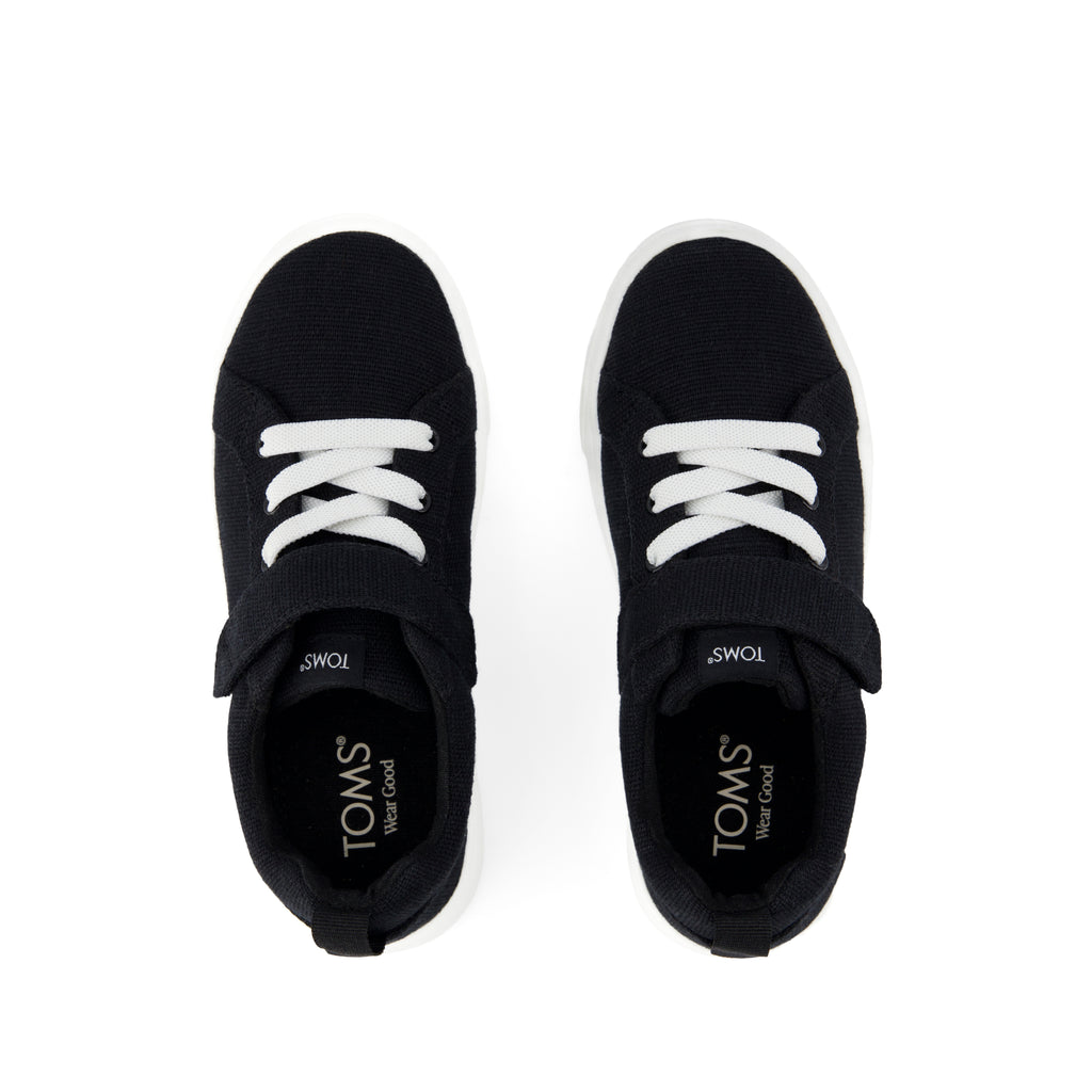 Cruz Lace-Up Kids Sneaker - Black Heritage Canvas Top View