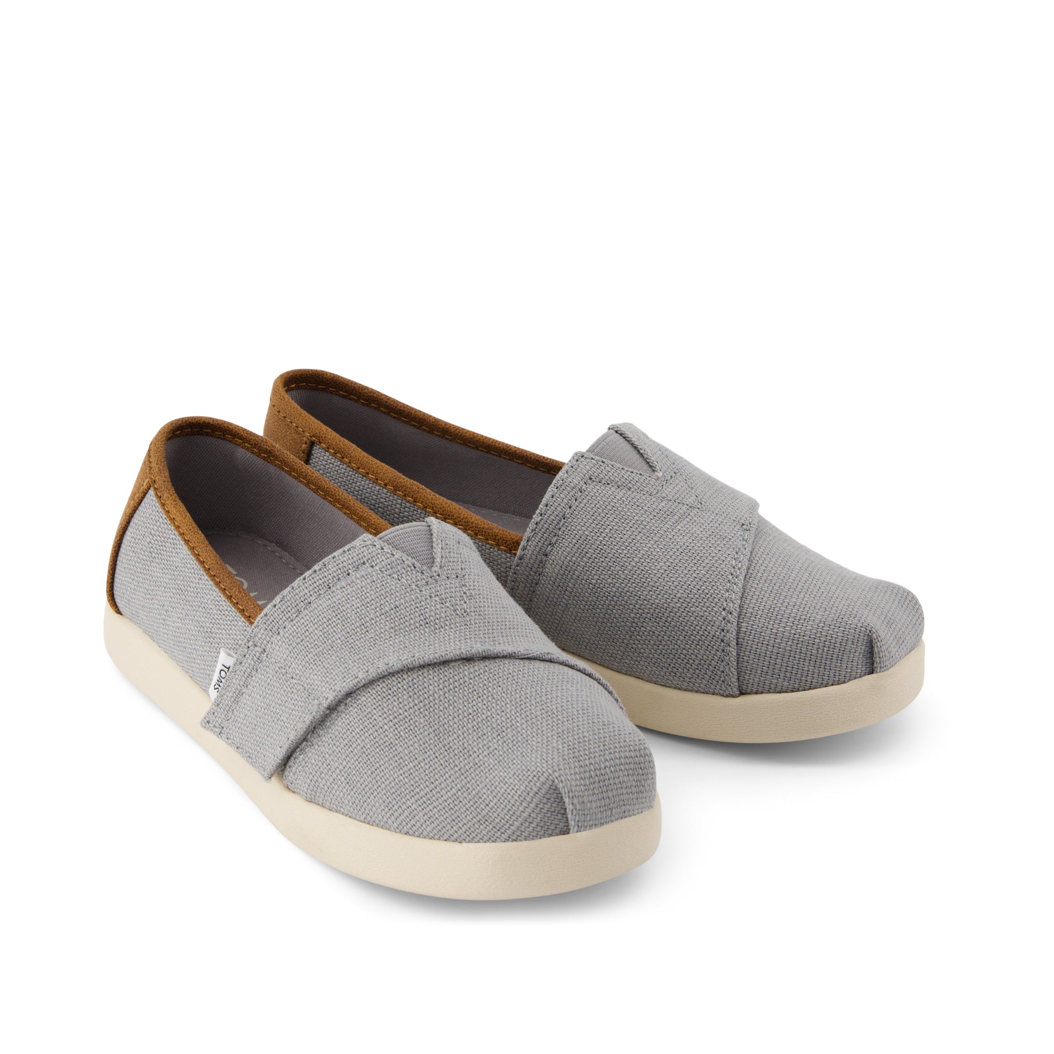 Alpargata Classic Kids Shoe - Drizzle Grey Heritage Canvas and  PU Trim Front View