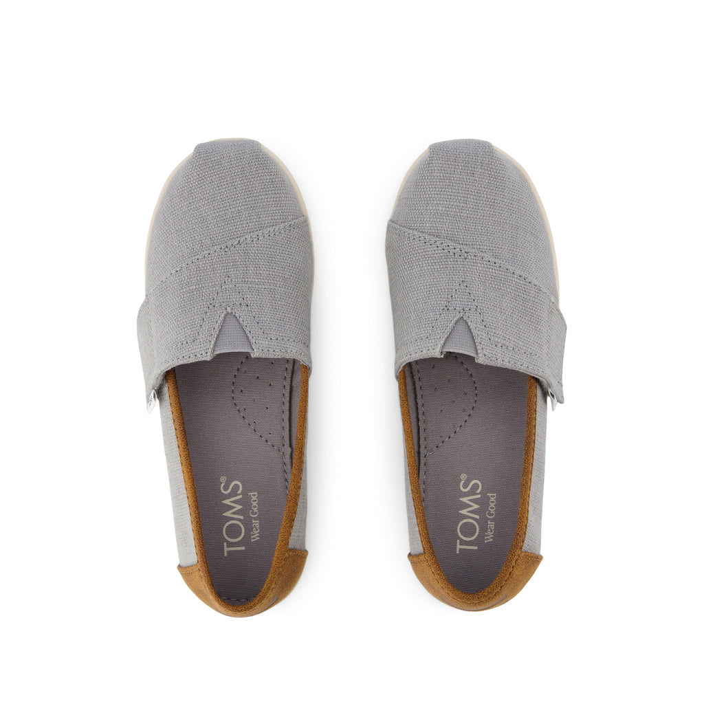 Alpargata Classic Kids Shoe - Drizzle Grey Heritage Canvas and  PU Trim Top View