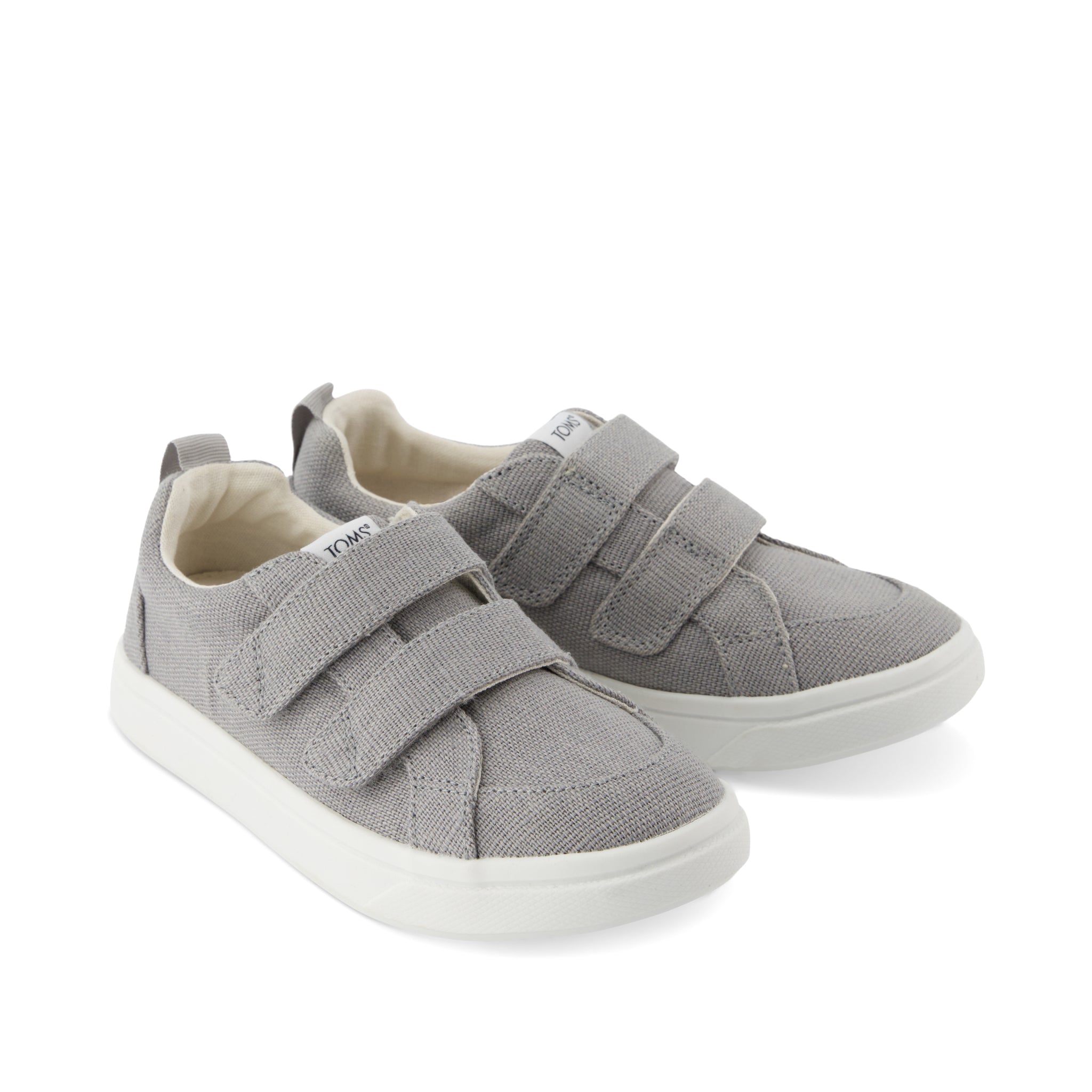 Cruz Double Strap Kids Sneaker - Drizzle Grey Heritage Canvas Front View