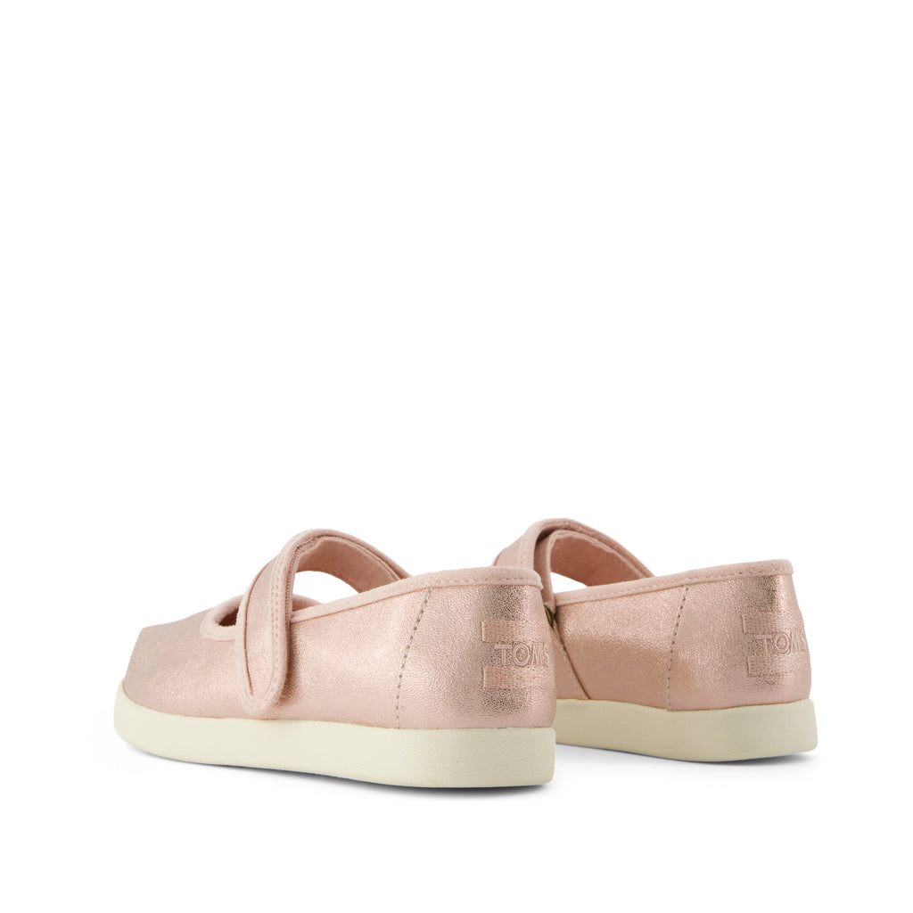 Nora Mary Jane Kids Shoe - Rose Gold Metallic PU Back View