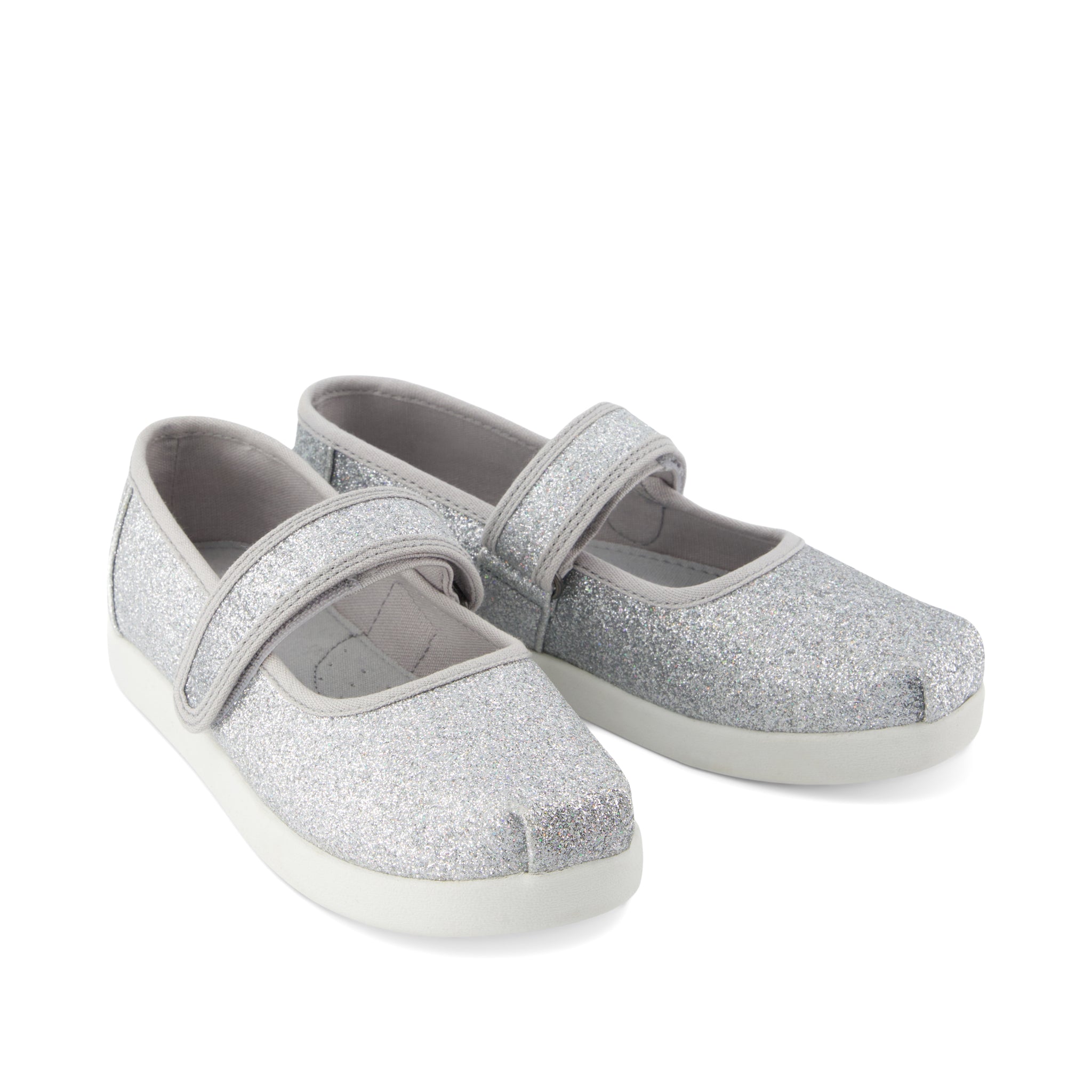 Nora Mary Jane Kids Shoe - Silver Iridescent Glimmer Front View