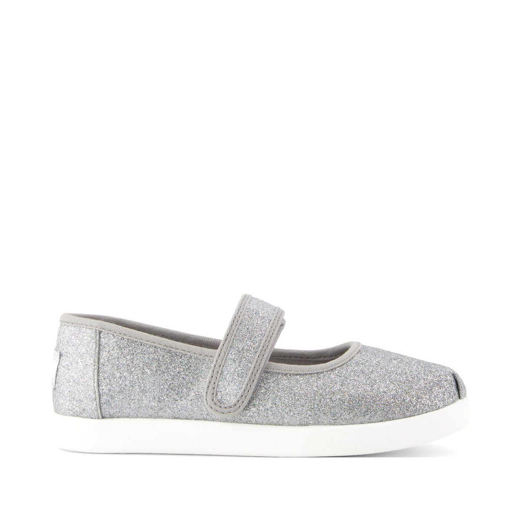 Nora Mary Jane Kids Shoe - Silver Iridescent Glimmer Side View