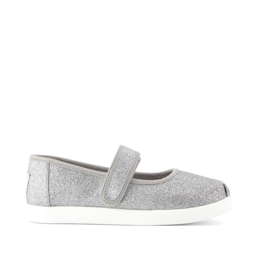 Nora Mary Jane Kids Shoe - Silver Iridescent Glimmer Side View