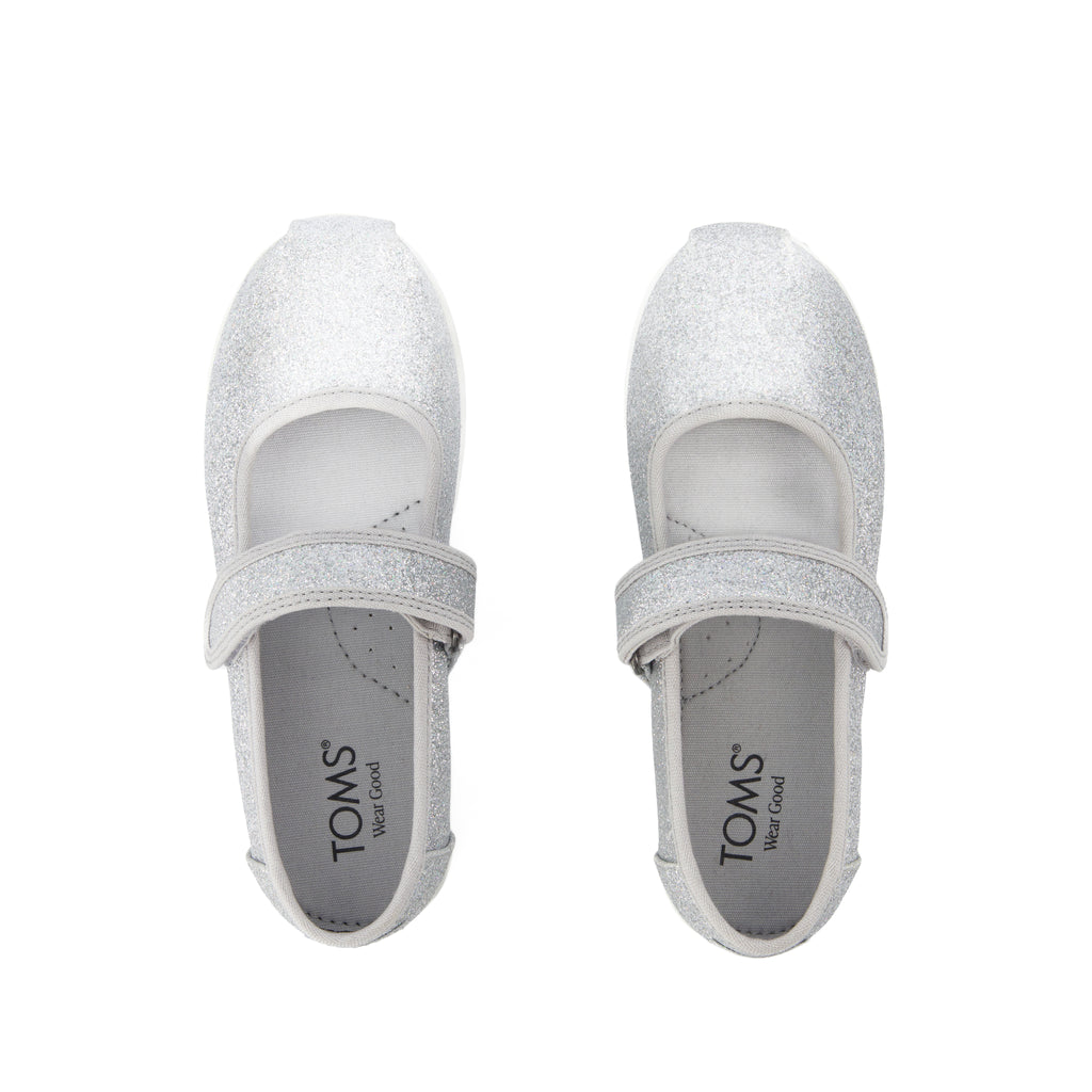 Nora Mary Jane Kids Shoe - Silver Iridescent Glimmer Top View