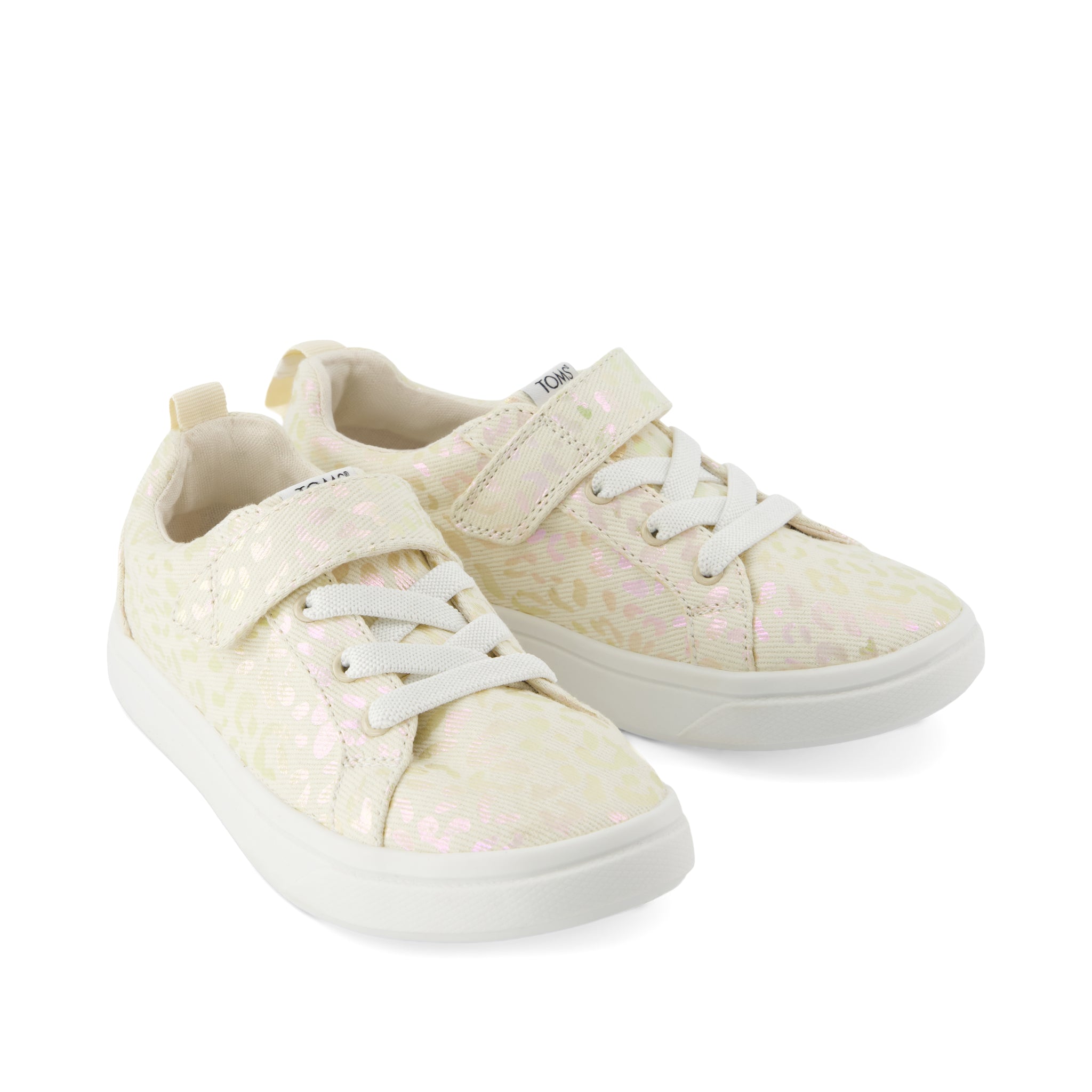Cruz Lace-Up Kids Sneaker - Natural Iridescent Leopard Front View