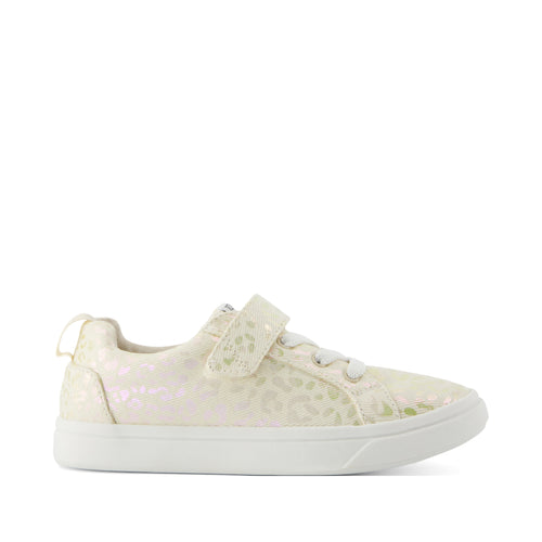 Cruz Lace-Up Kids Sneaker - Natural Iridescent Leopard Side View
