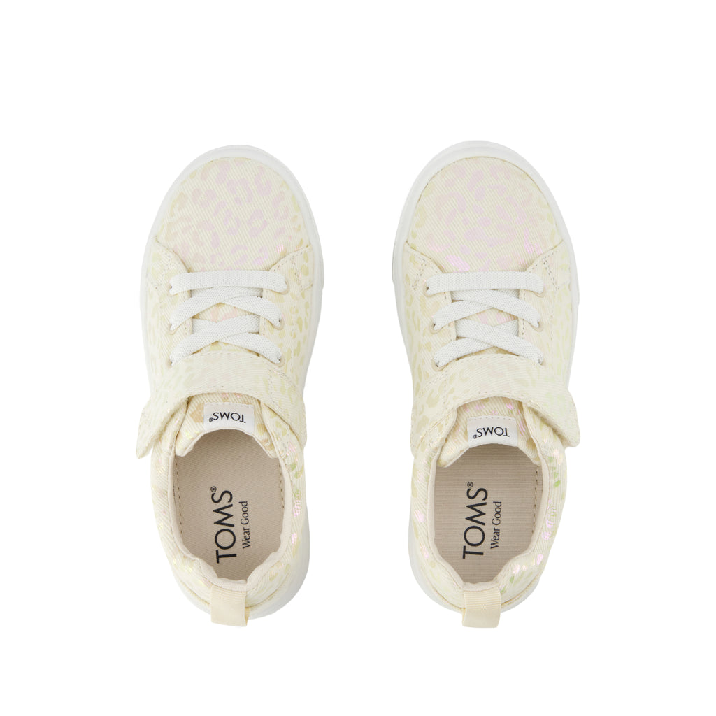 Cruz Lace-Up Kids Sneaker - Natural Iridescent Leopard Top View