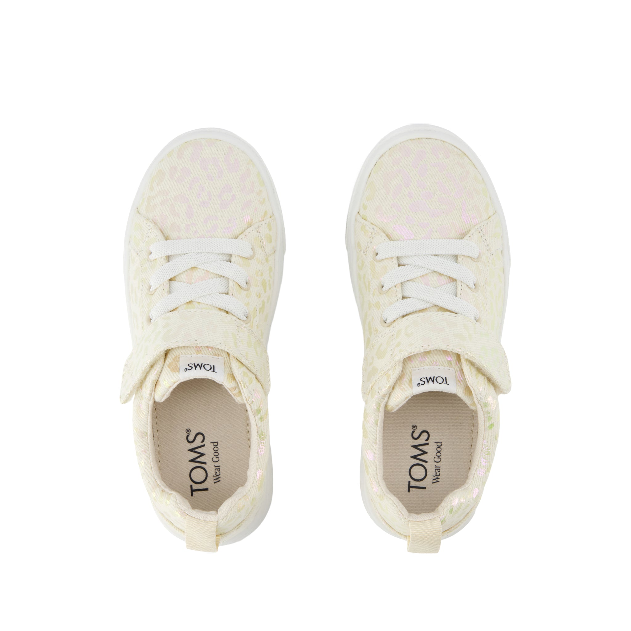 Cruz Lace-Up Kids Sneaker - Natural Iridescent Leopard Top View