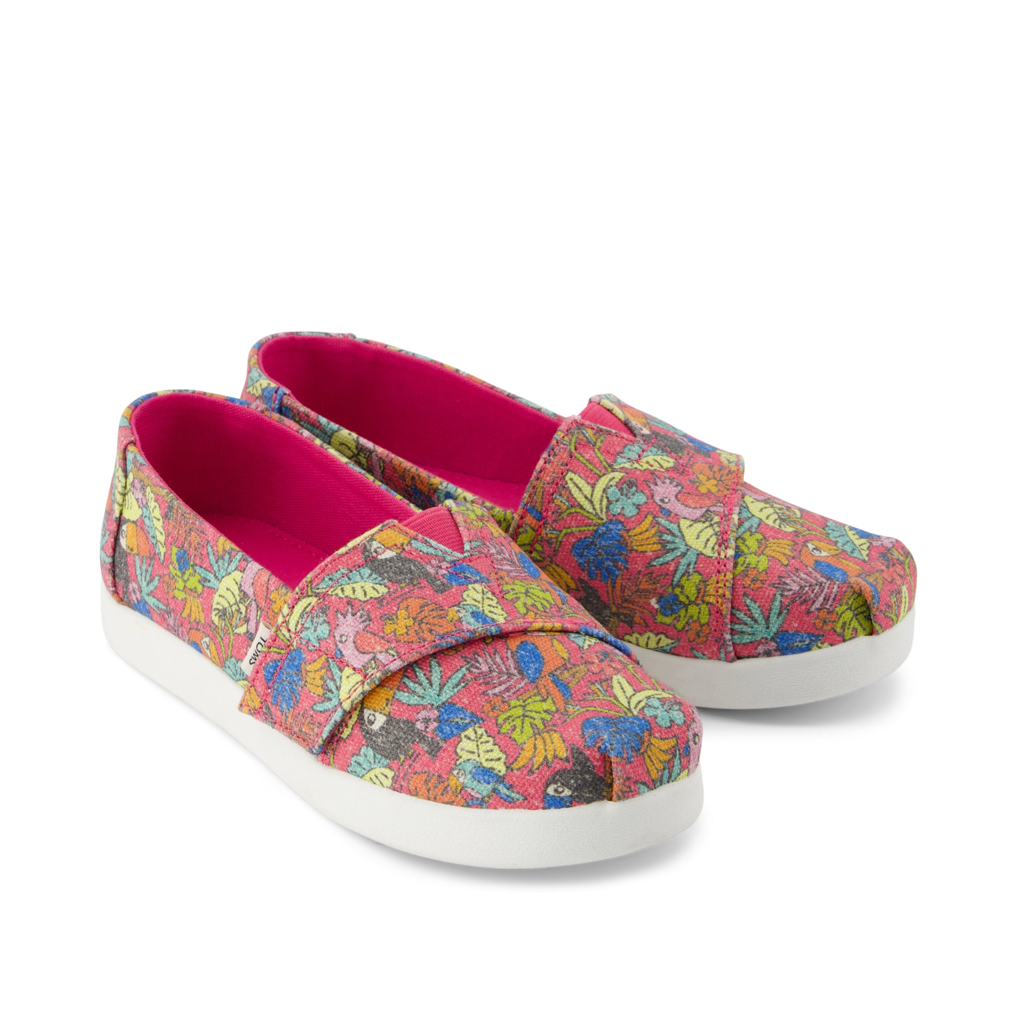 Alpargata Classic Kids Shoe - Fuchsia Birds of Paradise Print Front View