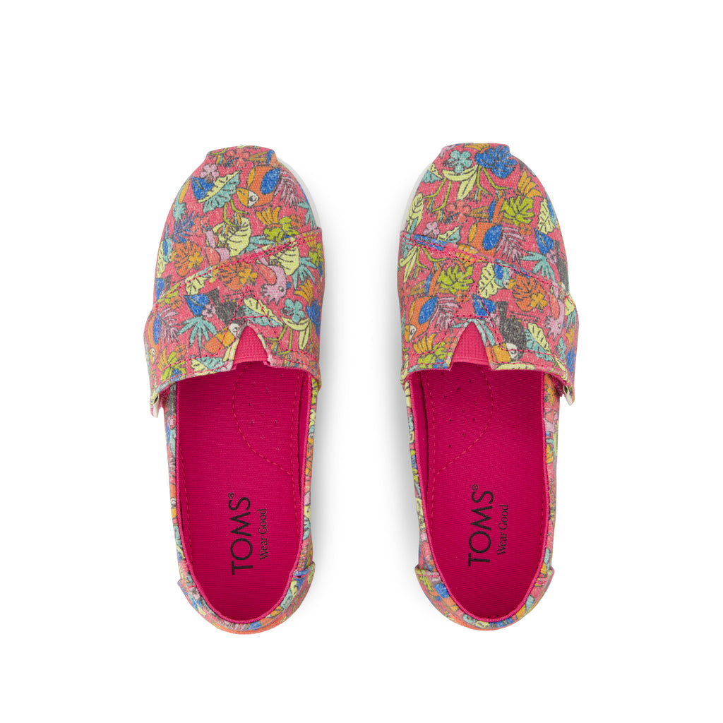 Alpargata Classic Kids Shoe - Fuchsia Birds of Paradise Print Top View