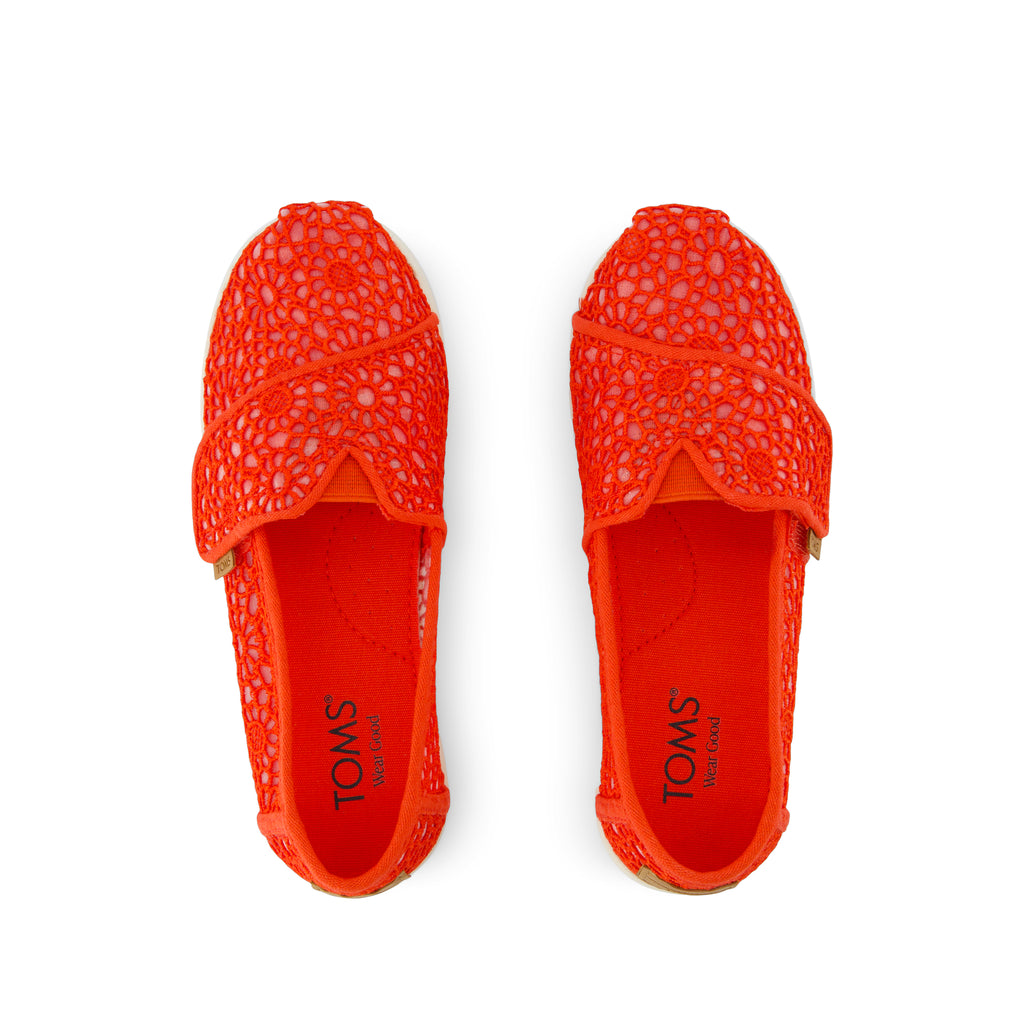 Alpargata Classic Kids Shoe - Flame Moroccan Crochet Top View