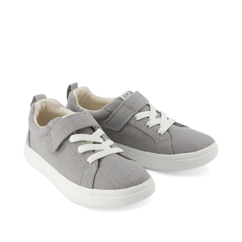 Cruz Lace-Up Kids Sneaker - Drizzle Grey Heritage Canvas Front View