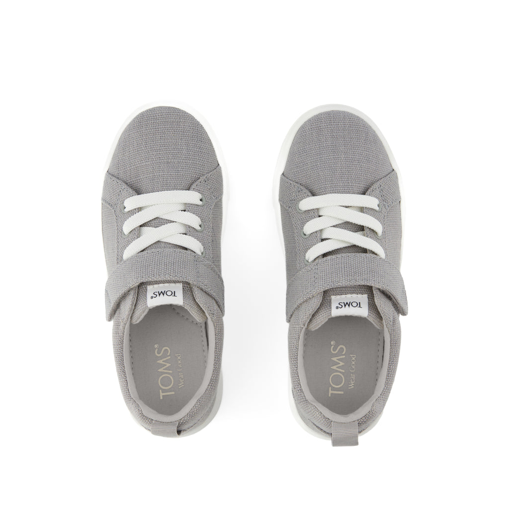 Cruz Lace-Up Kids Sneaker - Drizzle Grey Heritage Canvas Top View