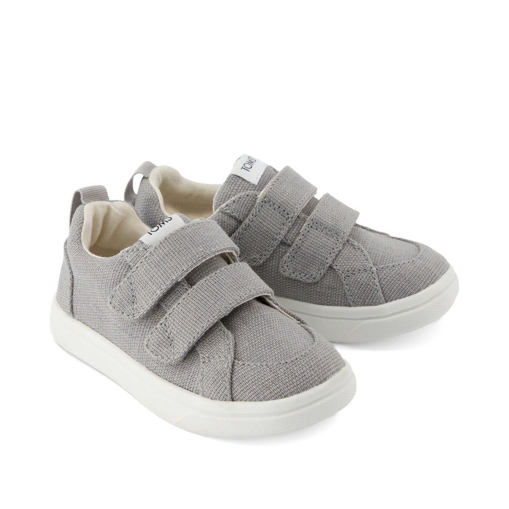 Cruz Double Strap Toddler Sneaker - Drizzle Grey Heritage Canvas Front View