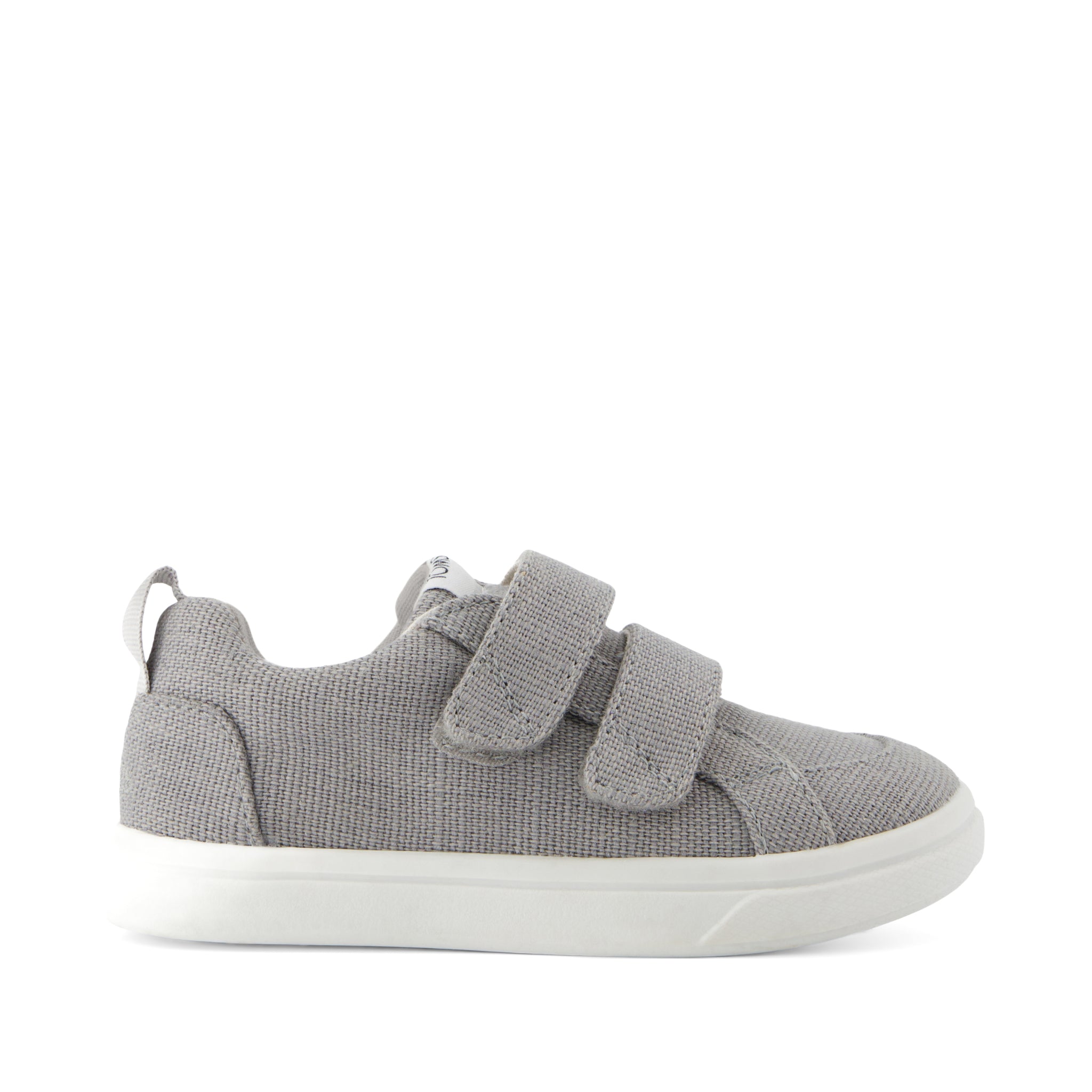 Cruz Double Strap Toddler Sneaker - Drizzle Grey Heritage Canvas Side View