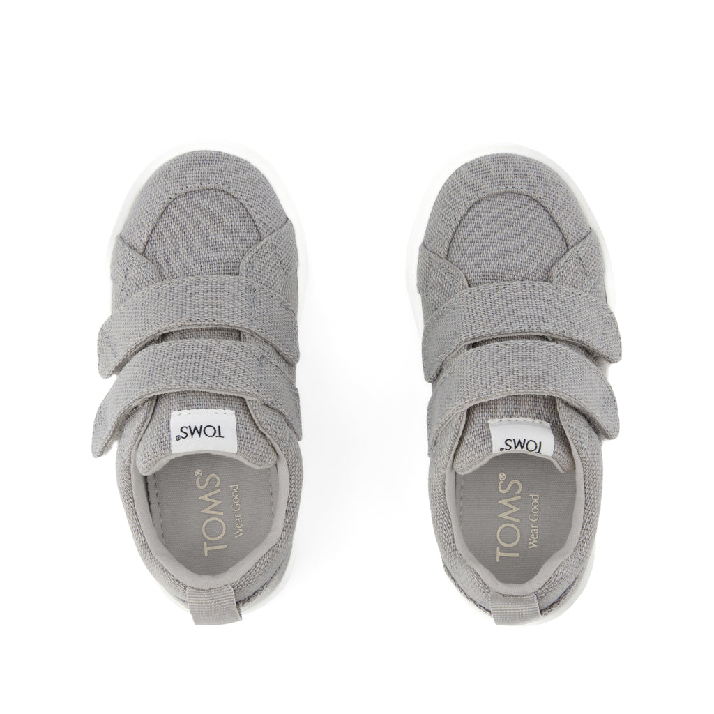 Cruz Double Strap Toddler Sneaker - Drizzle Grey Heritage Canvas Top View