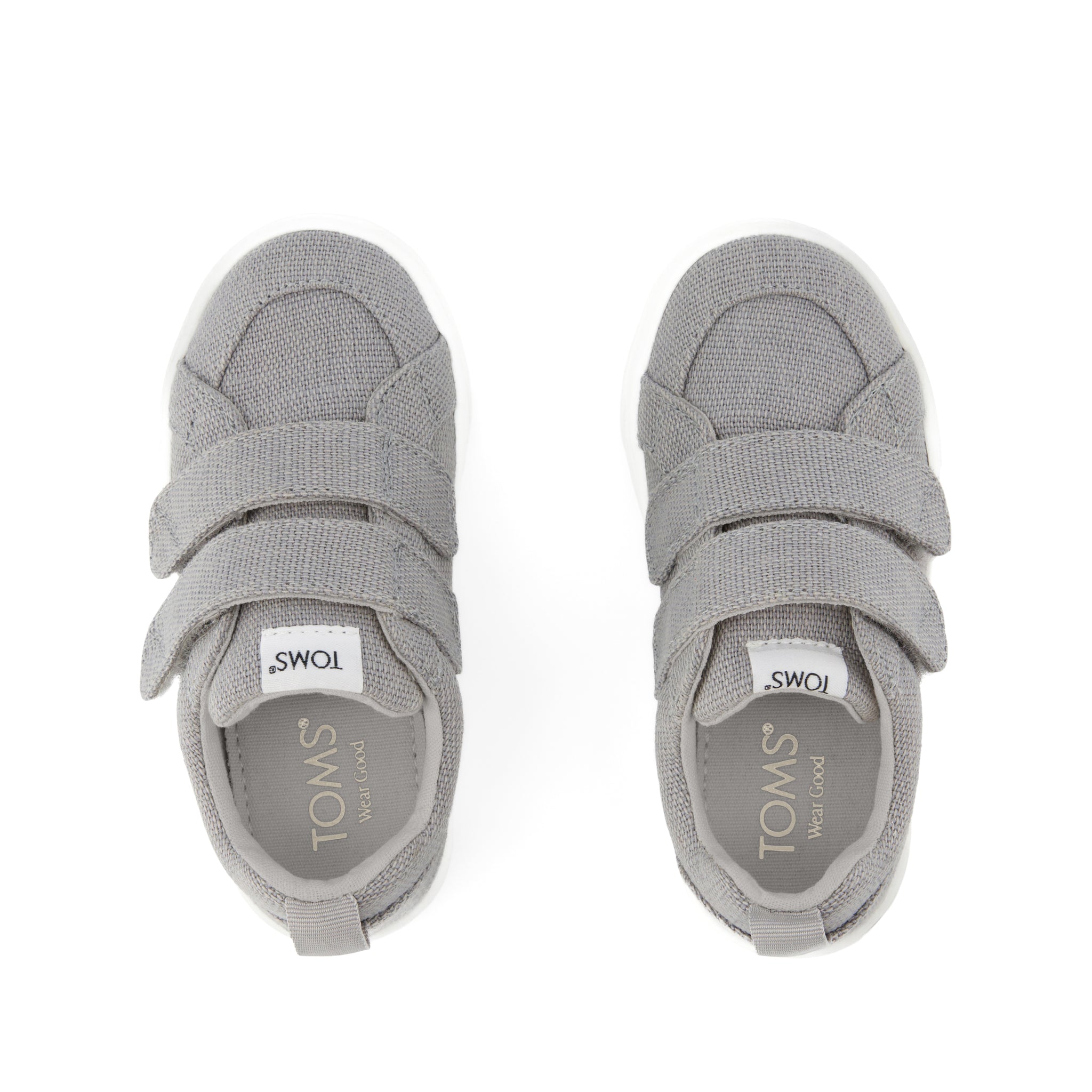 Cruz Double Strap Toddler Sneaker - Drizzle Grey Heritage Canvas Top View