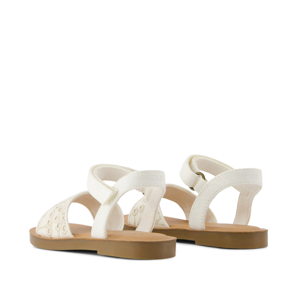 Remi Ankle Strap Toddler Sandal - Egret Botanical Eyelet Back View