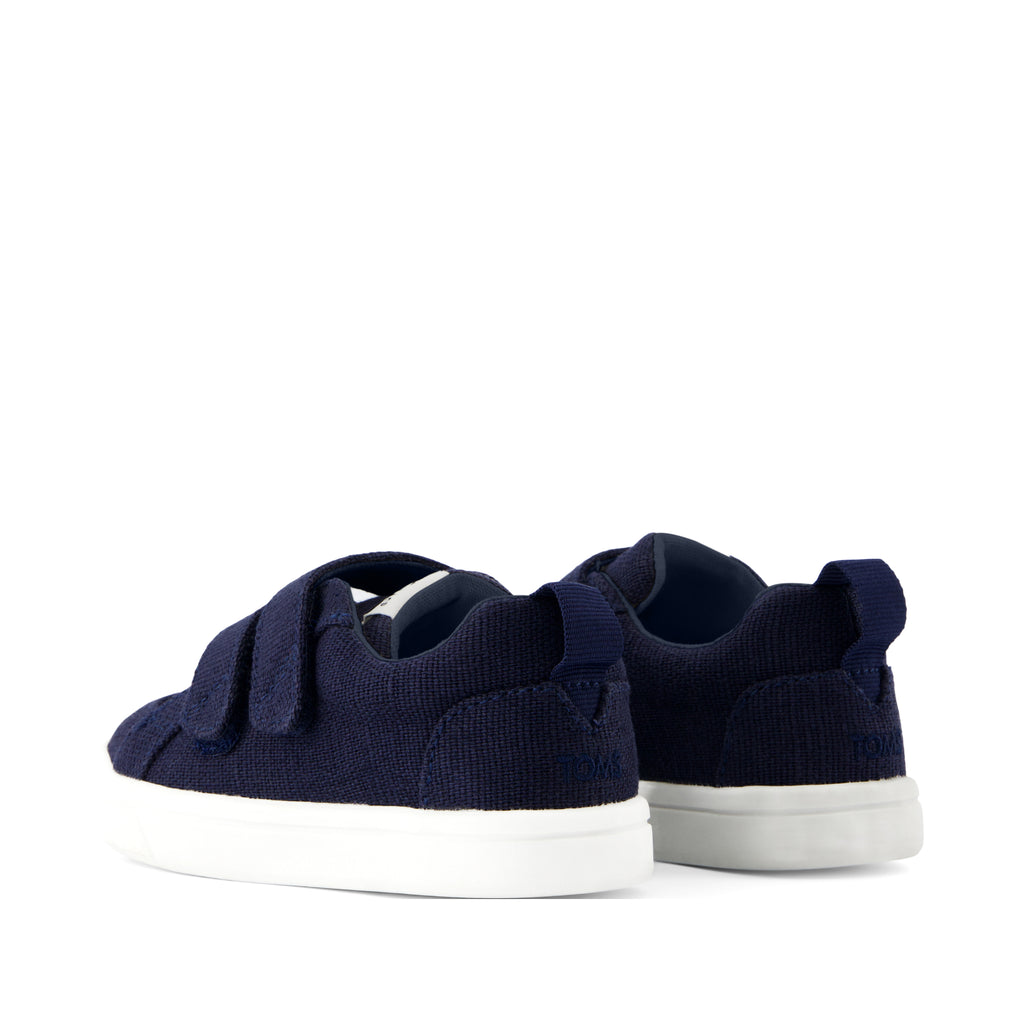Cruz Double Strap Toddler Sneaker - Navy Heritage Canvas Back View