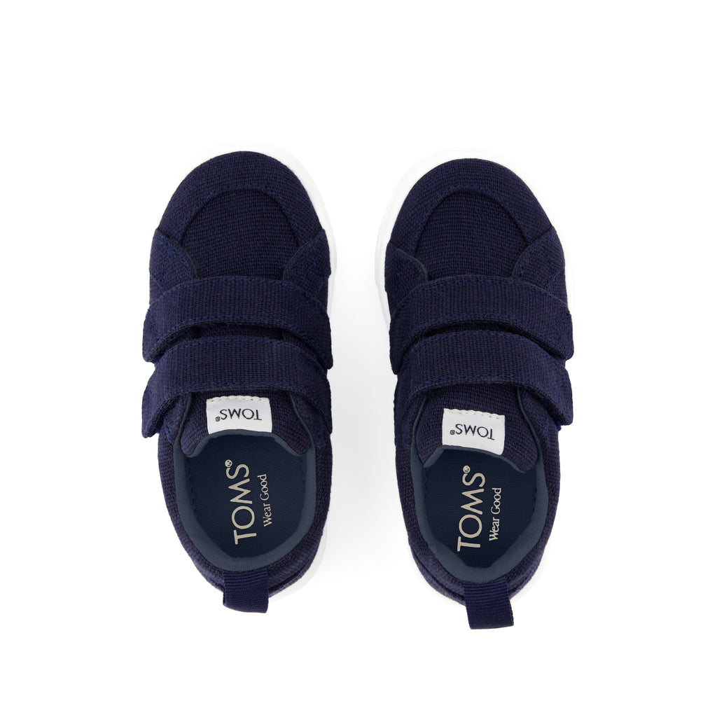 Cruz Double Strap Toddler Sneaker - Navy Heritage Canvas Top View