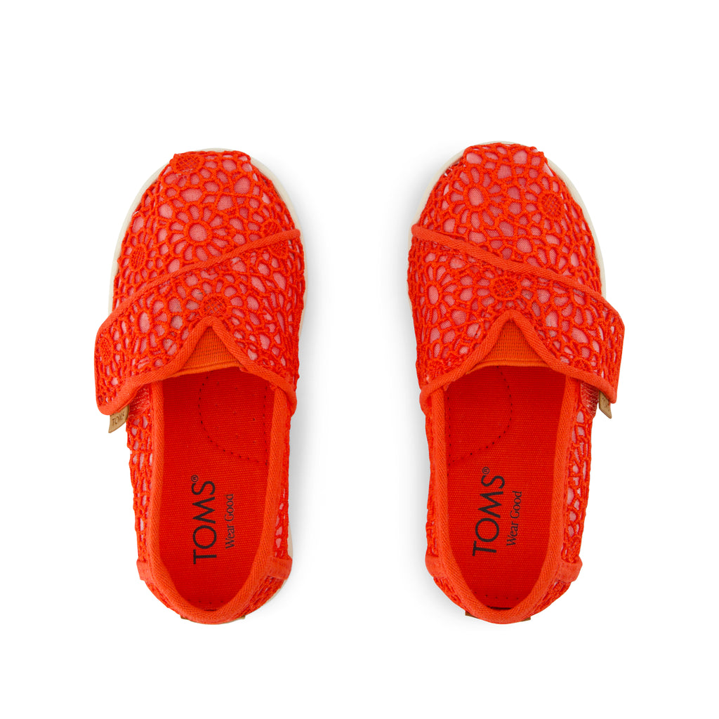Alpargata Classic Toddler Shoe - Flame Moroccan Crochet Top View