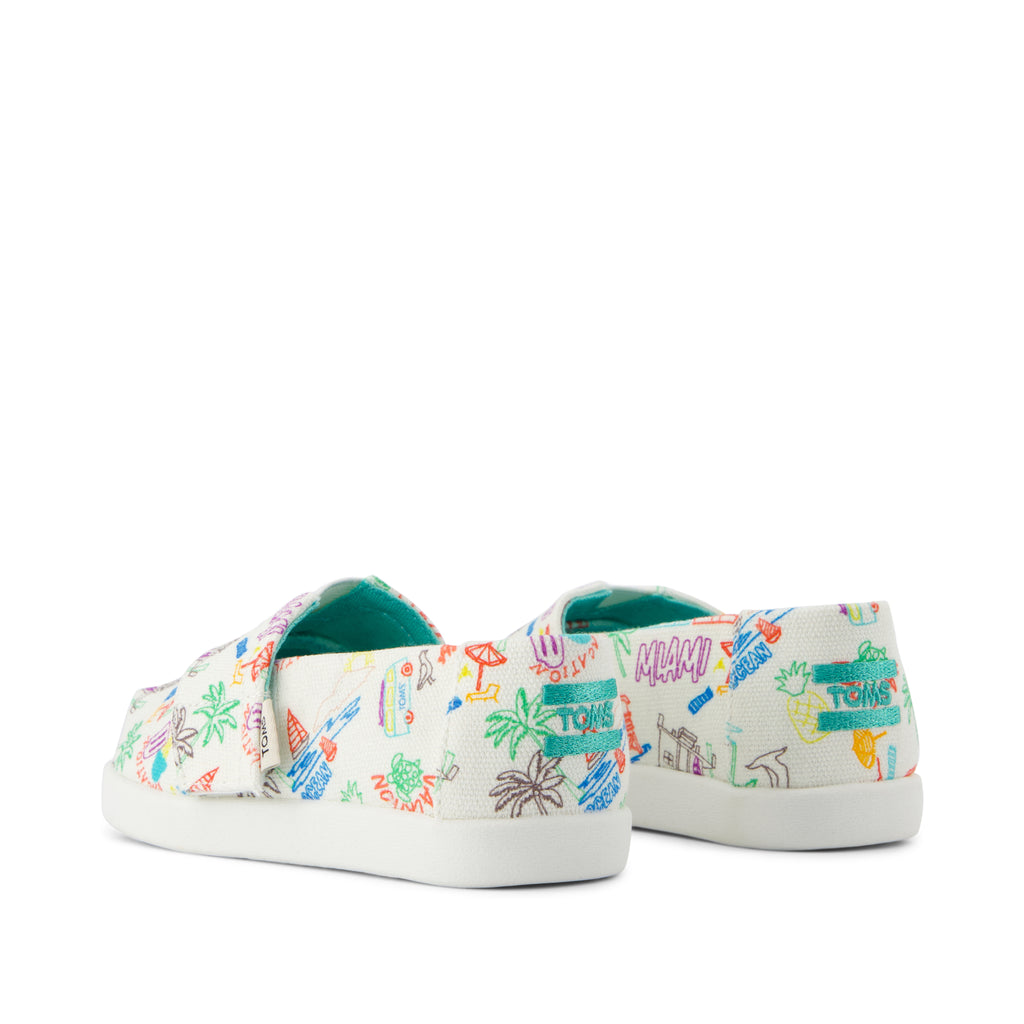 Alpargata Classic Toddler Shoe - Marshmallow White Sketchbook Print Back View