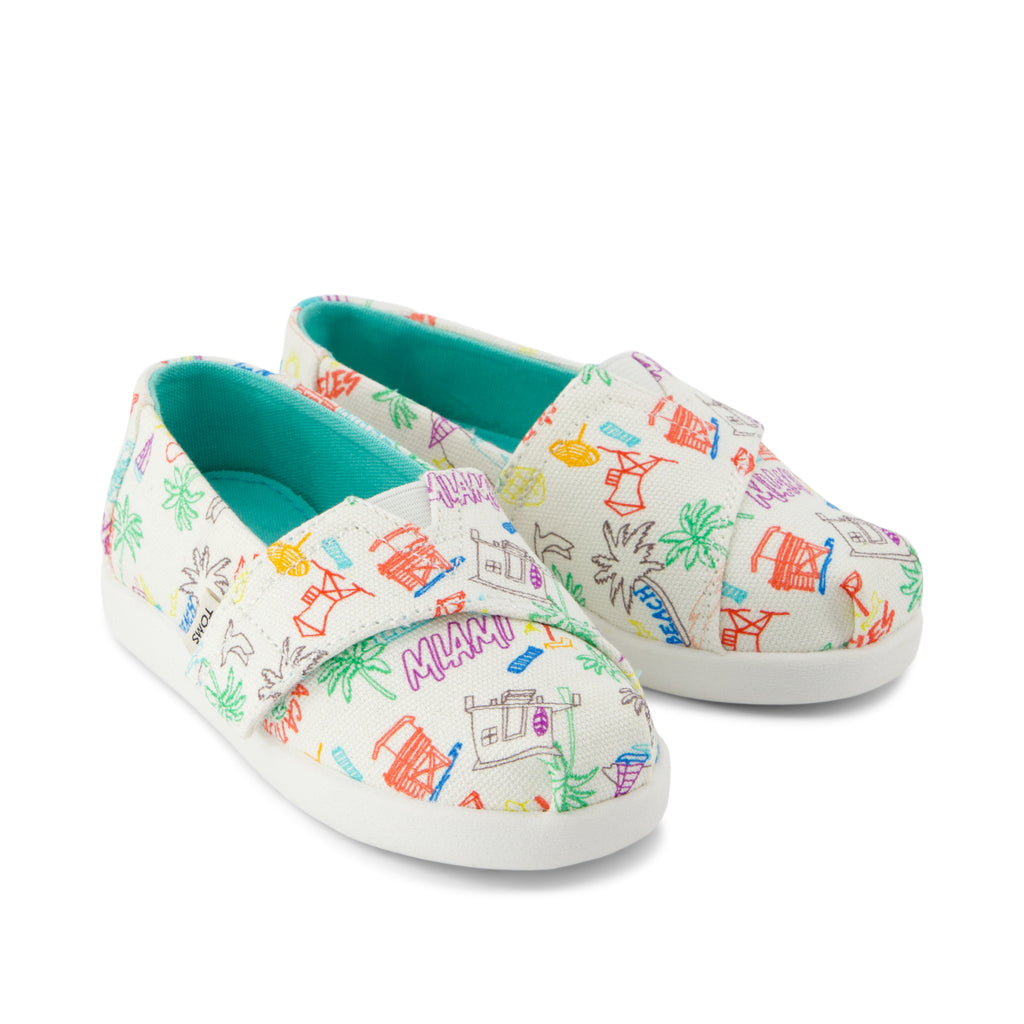 Alpargata Classic Toddler Shoe - Marshmallow White Sketchbook Print Front View