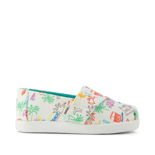 Alpargata Classic Toddler Shoe - Marshmallow White Sketchbook Print Side View