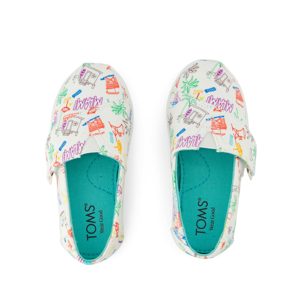 Alpargata Classic Toddler Shoe - Marshmallow White Sketchbook Print Top View