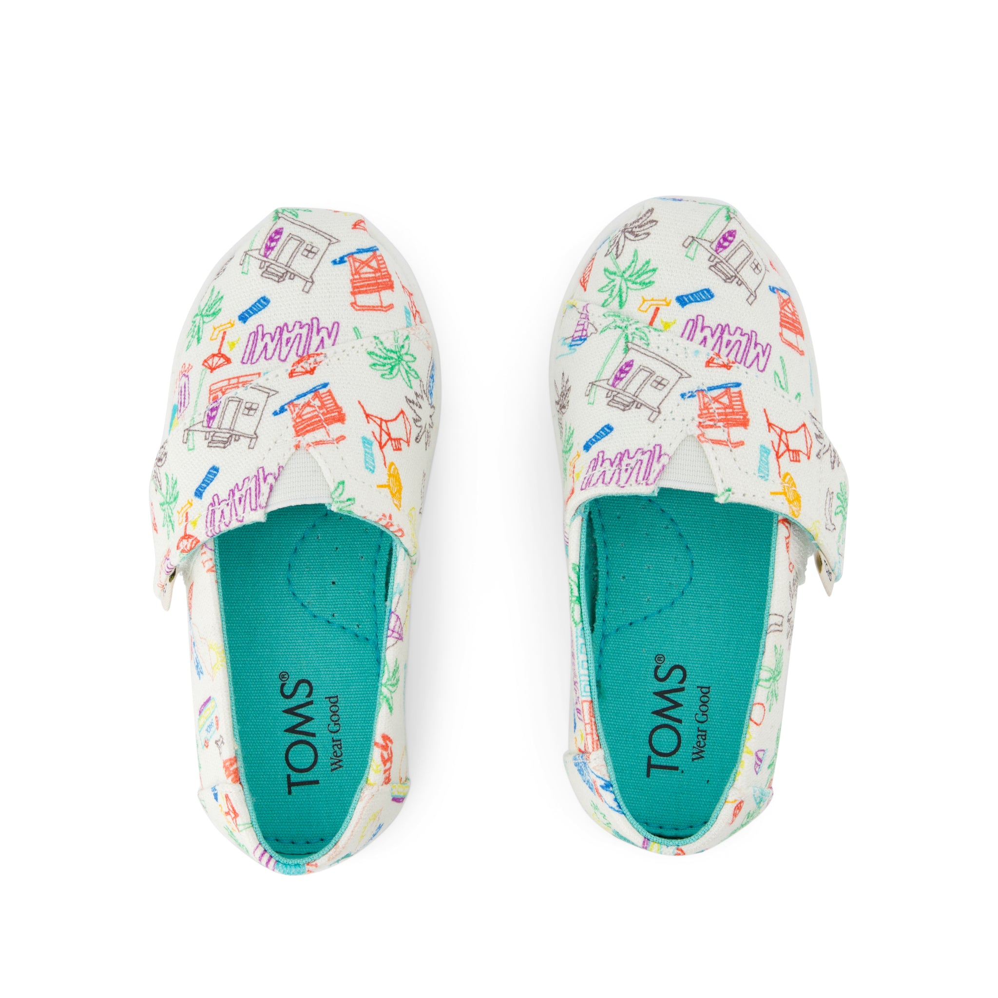 Alpargata Classic Toddler Shoe - Marshmallow White Sketchbook Print Top View